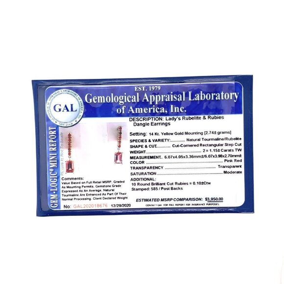 Rubellite Tourmaline Ruby Earrings 14k Gold 1.25 TCW Certified $3,950 018676 - Picture 13 of 13